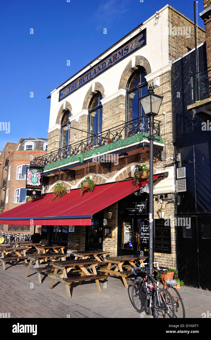 The Rutland Arms Pub, Lower Mall, Hammersmith, London Borough of Hammersmith and Fulham, London, England, United Kingdom Stock Photo