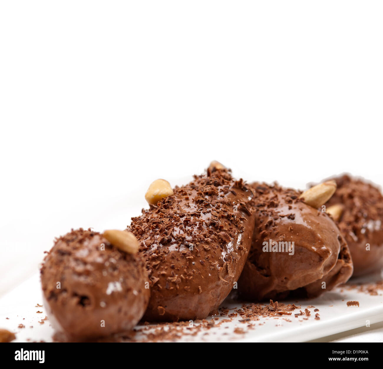 fresh home made chocolate mousse quenelle dessert Stock Photo Alamy