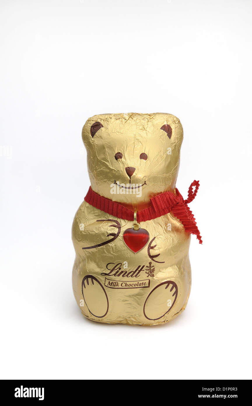 lindt chocolate bear with love heart Stock Photo