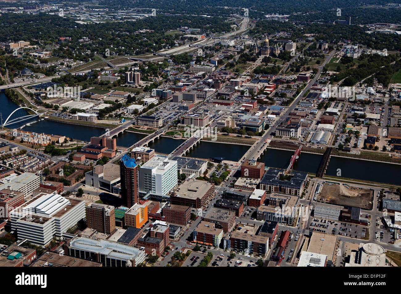 aerial photograph Des Moines, Iowa Stock Photo