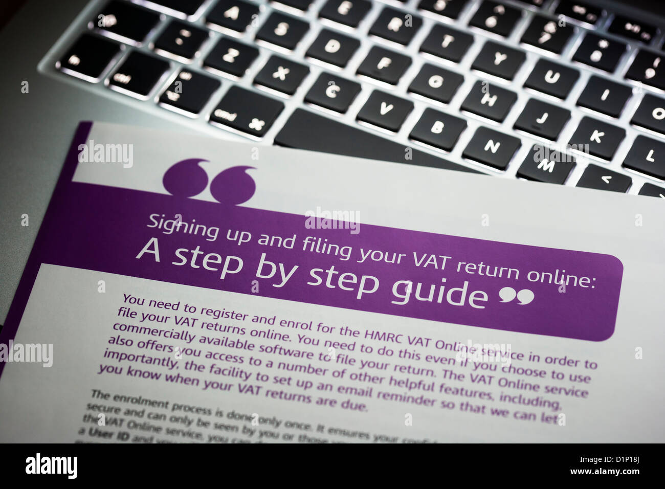 Guide to filing VAT return online Stock Photo