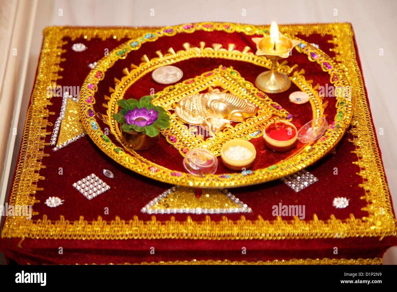 Hindu wedding service paraphenalia Stock Photo