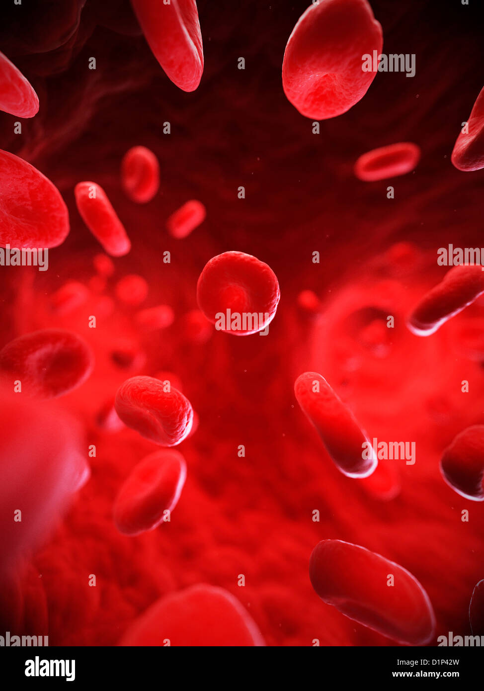 Red blood cells, artwork Stock Photo