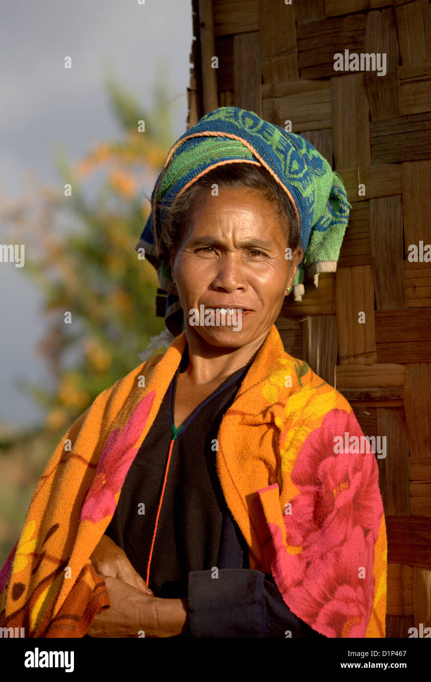 Burmese shan manority woman in Kalaw,Myanmar,Burma Stock Photo