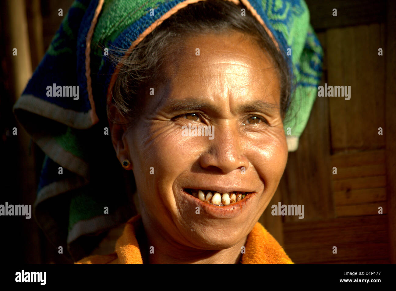 Burmese shan manority woman in Kalaw,Myanmar,Burma Stock Photo