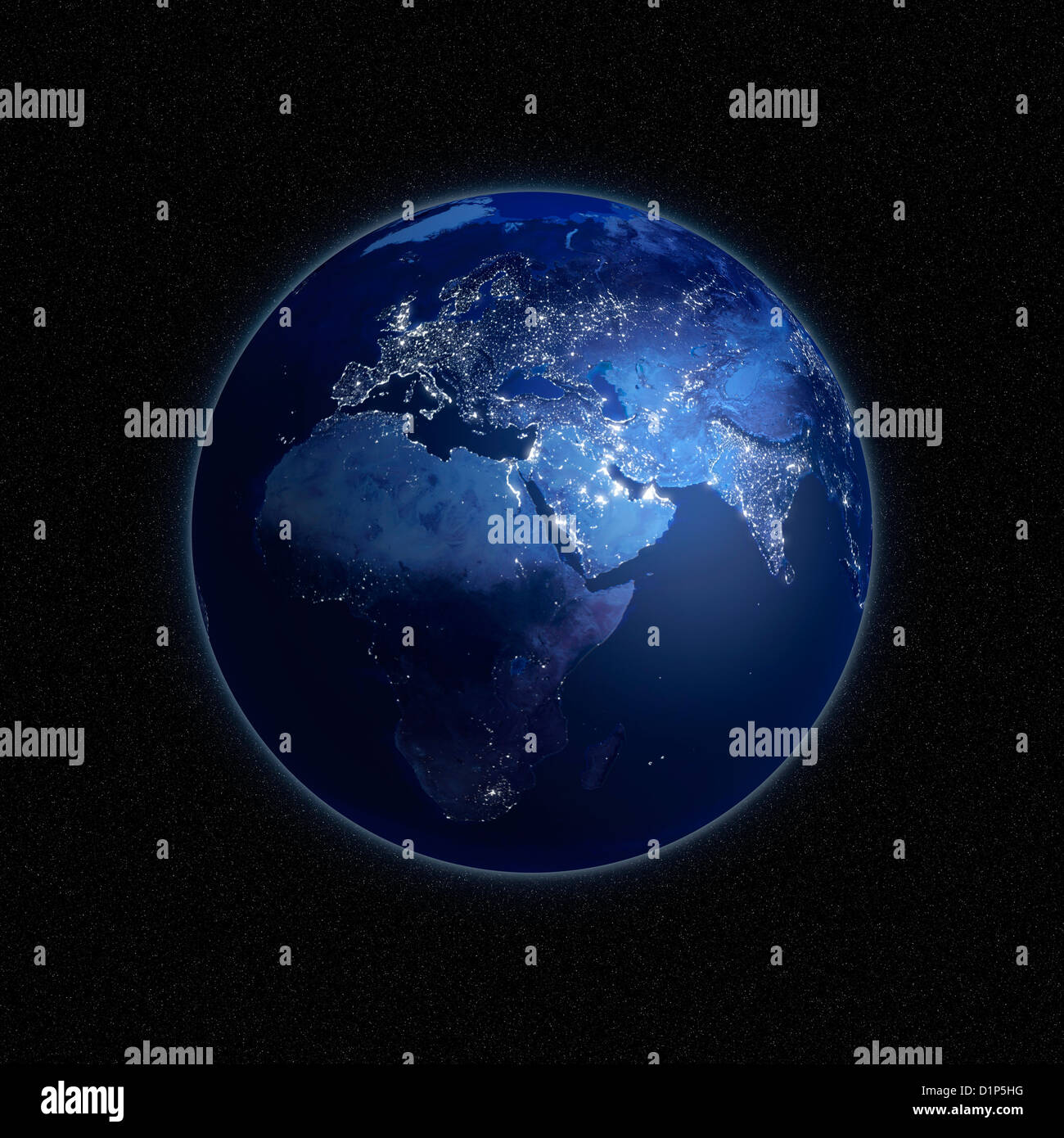 Earth at night, artwork Stock Photo