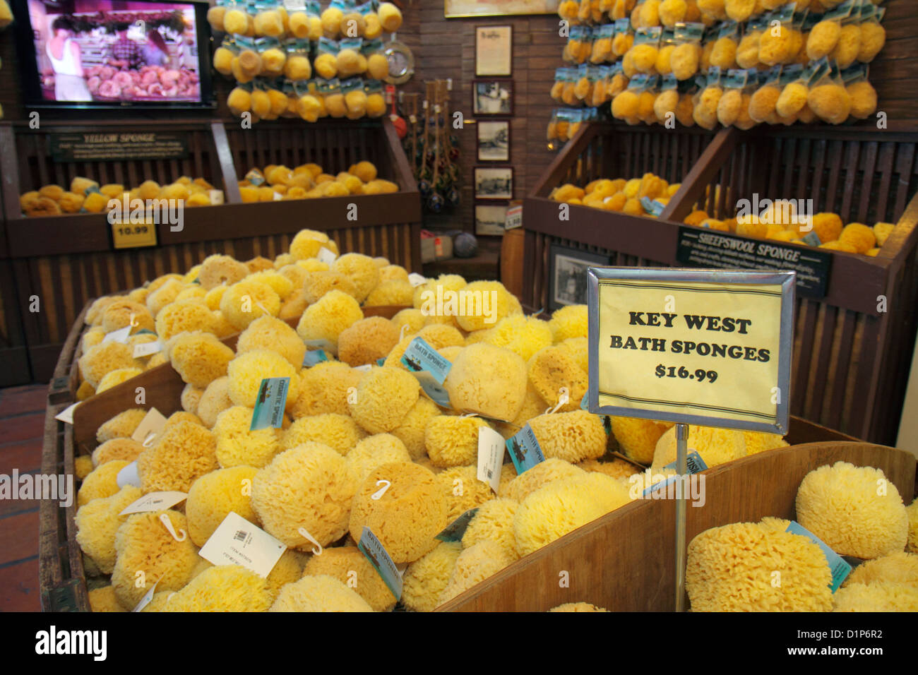 Florida Key West Florida Keys Mallory Square shopping bath sponges