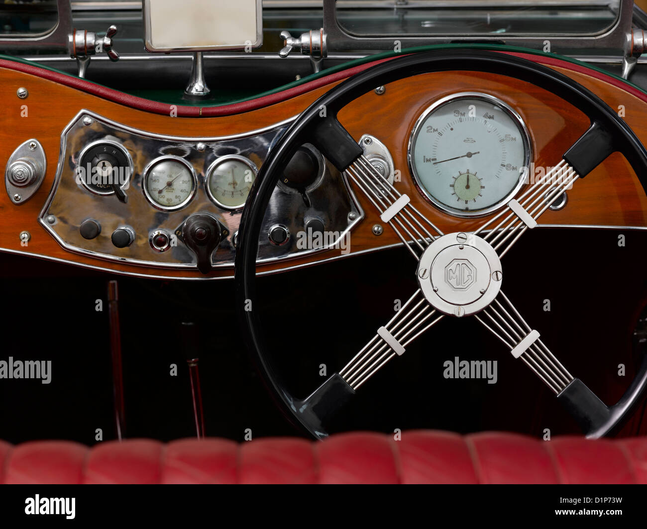 Steering wheel and dashboard of 1949 MG, Model TC Stock Photo Alamy