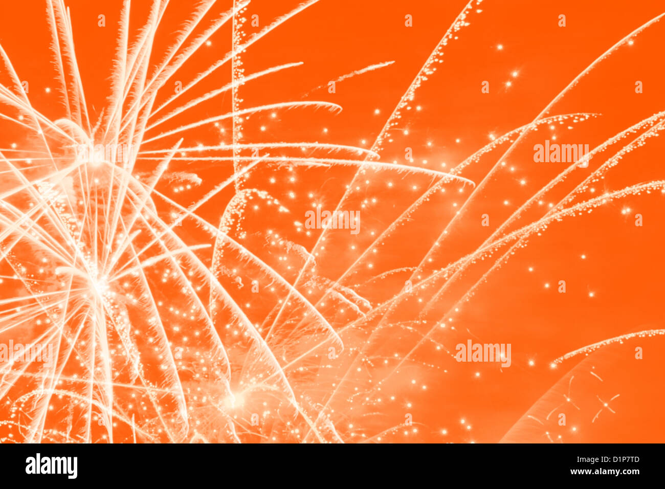 red abstract holiday fireworks background Stock Photo