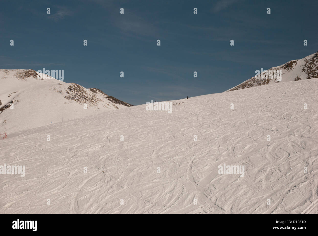 Snow covered ski area in winter, Domaine De Balme, Vallorcine, Mont Blanc, Chamonix, Rhone-Alpes, France Stock Photo
