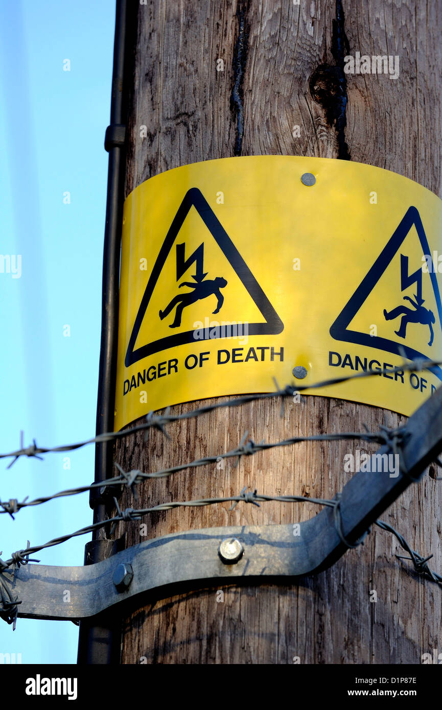 Danger, Electricity, risk of electric shock warning notice. Stock Photo