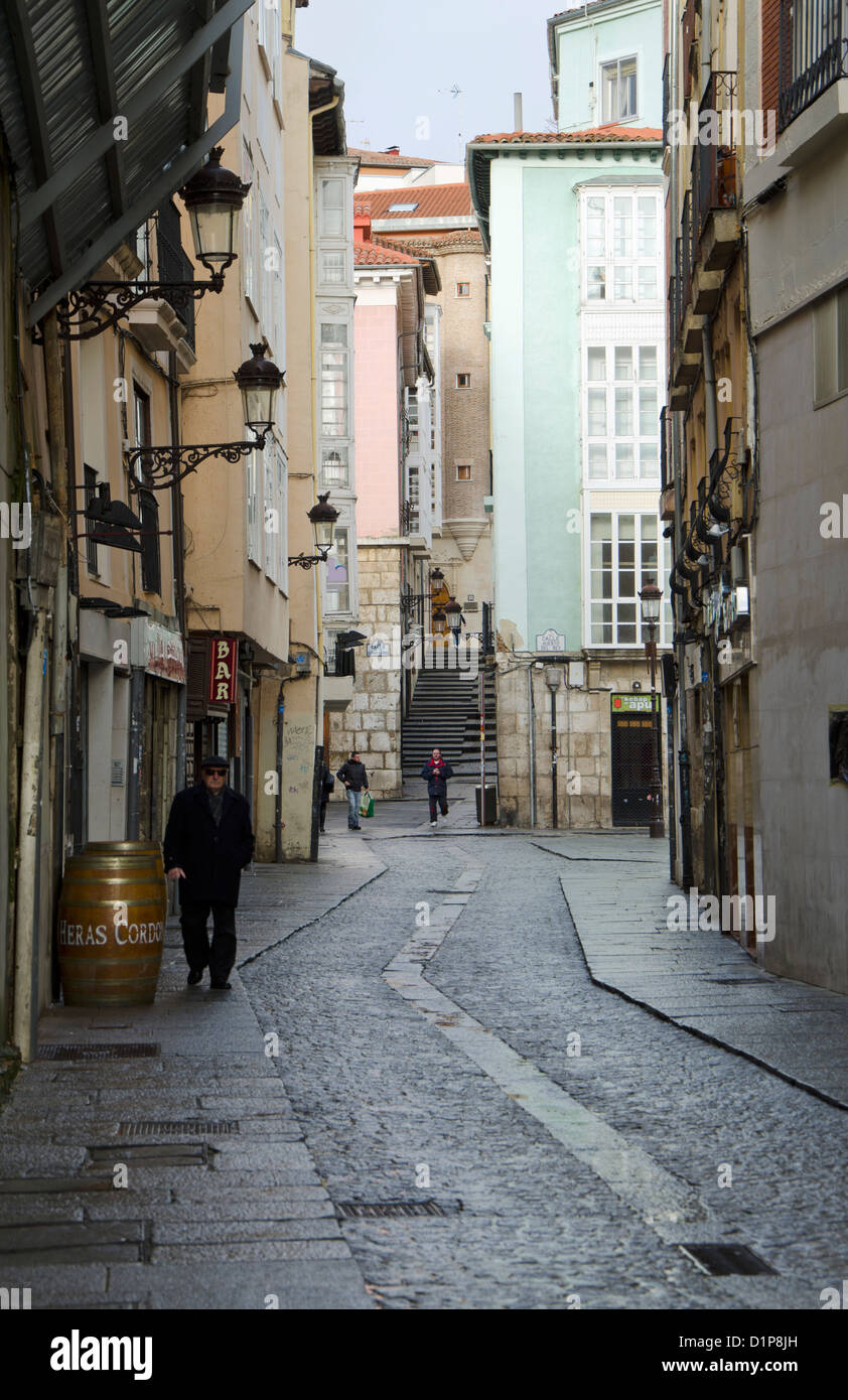 Street view of medieval city of Burgos in spain Stock Photo - Alamy