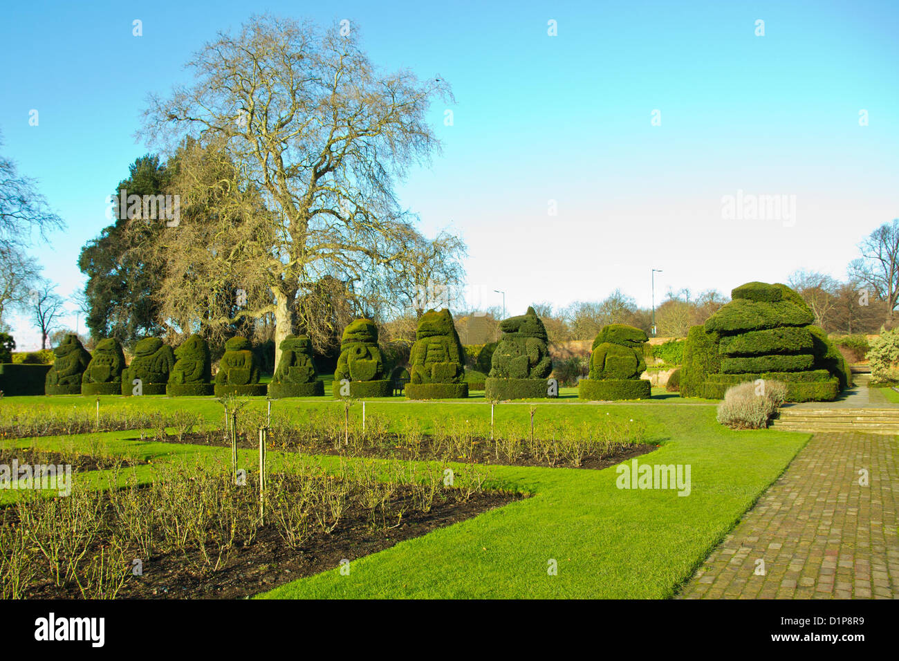 The topiary path at Hall Place in Bexley, Kent Stock Photo