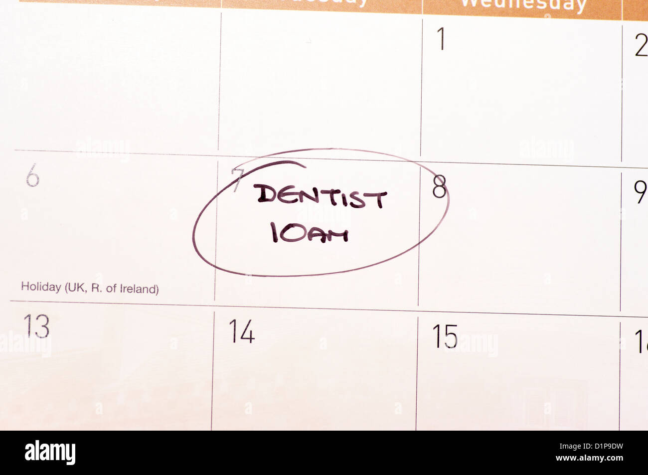 Dentist Appointment Reminder Circled On A Calendar Stock Photo Alamy