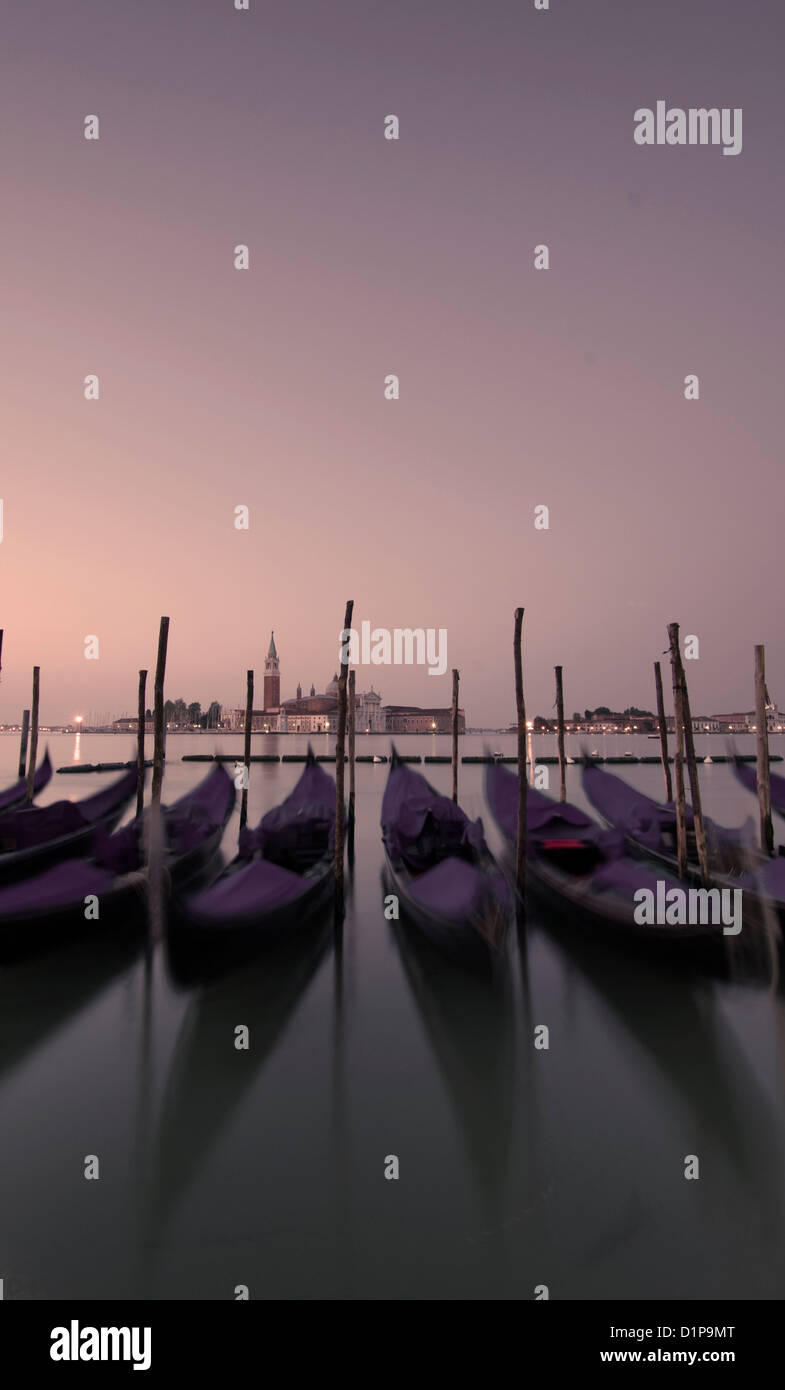 Venice water landscape with gondolas Stock Photo - Alamy