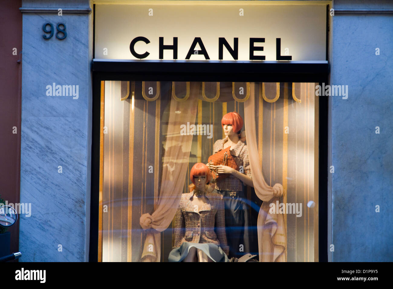 Manikin in window Chanel store window showcase logo Via Condotti Rome ...