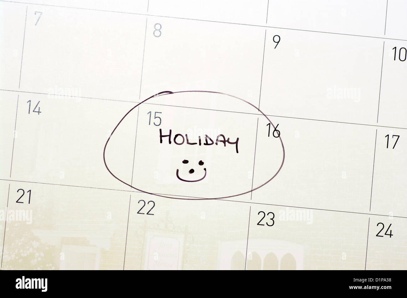 Calendar holiday circled hi-res stock photography and images - Alamy