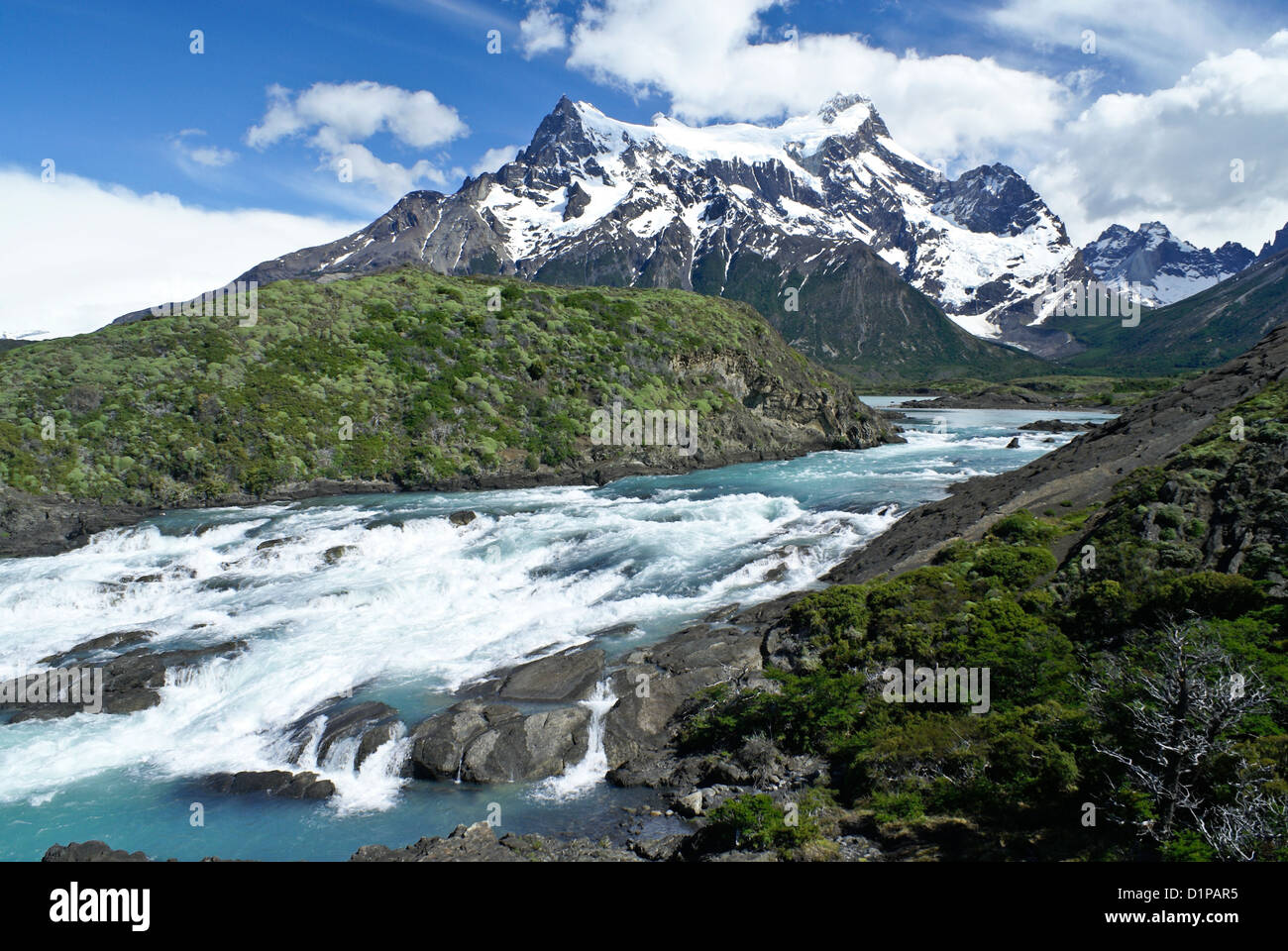 Paine Massif & Salto Grande, Torres del Paine National Park, Patagonia, Chile Stock Photo