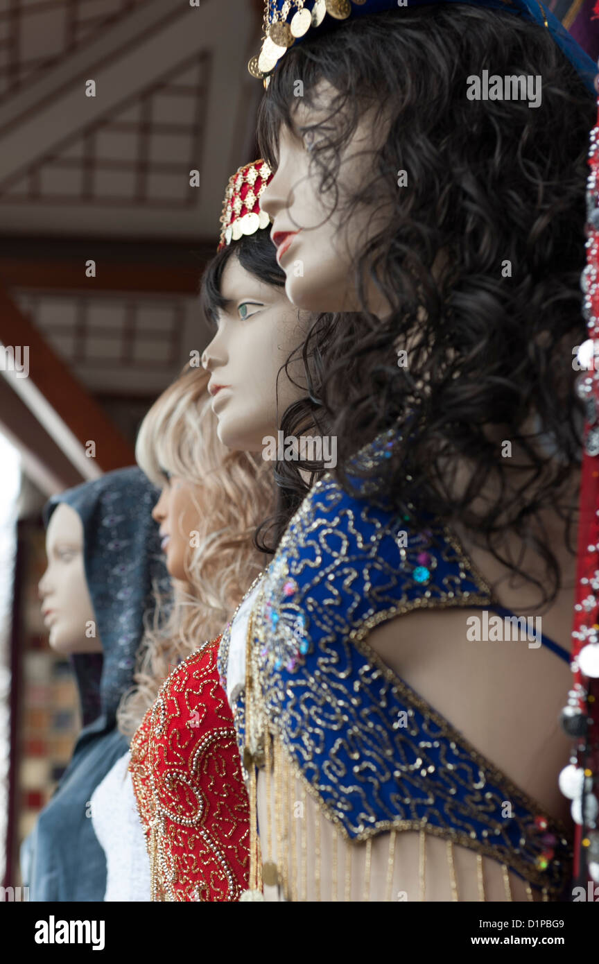 Traditional Turkish belly dancer's costumes at a store in Grand Bazaar, Istanbul, Turkey Stock Photo