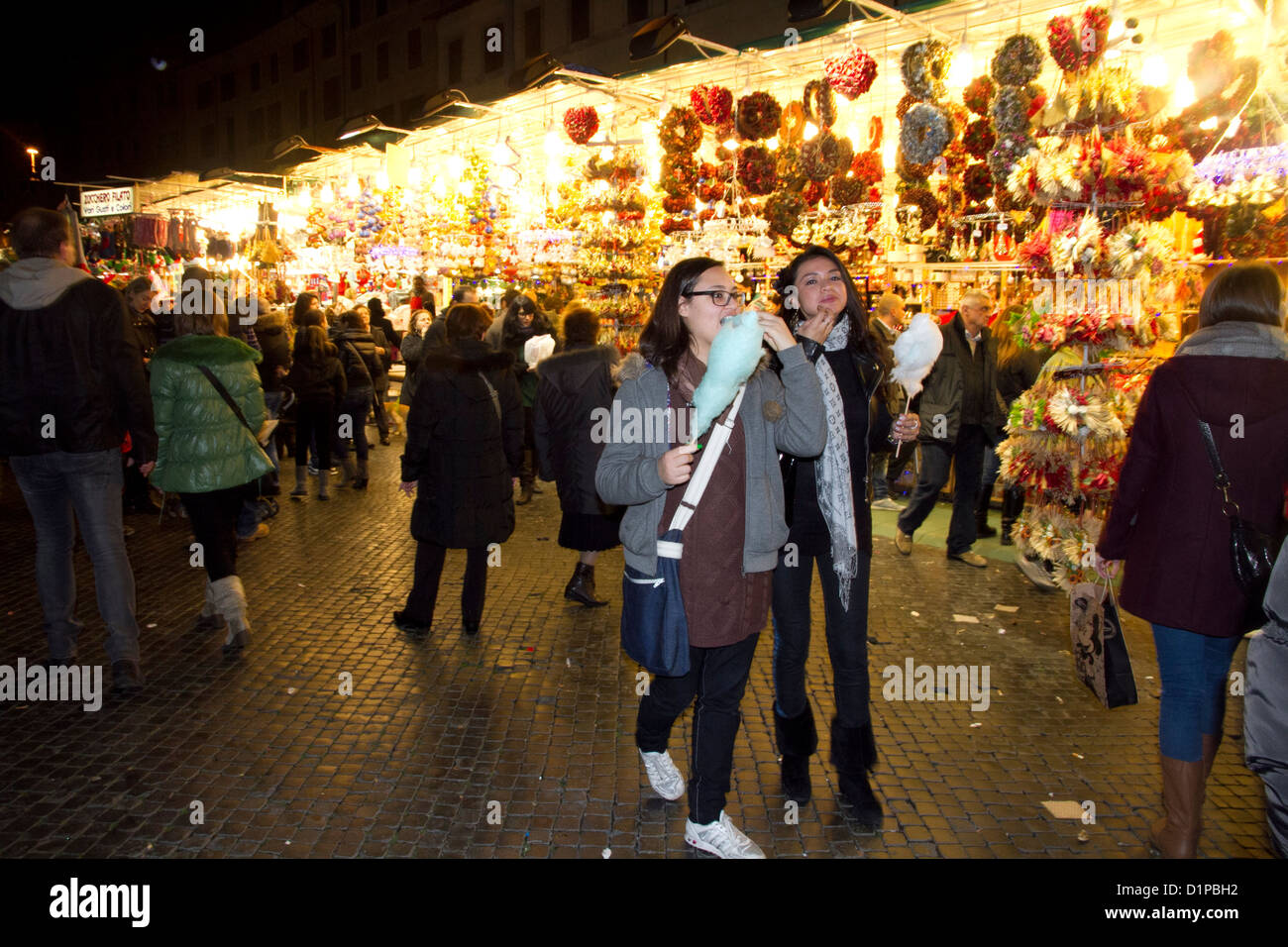 Piazza Navona Christmas market night Rome Italy Stock Photo Alamy