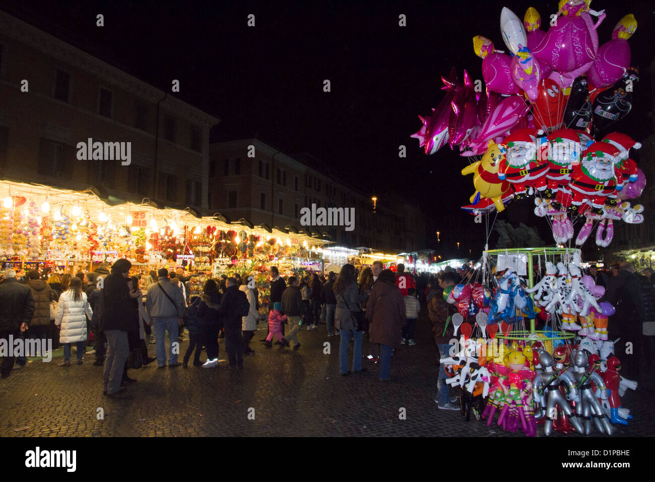 Piazza Navona Christmas market night Rome Italy Stock Photo Alamy