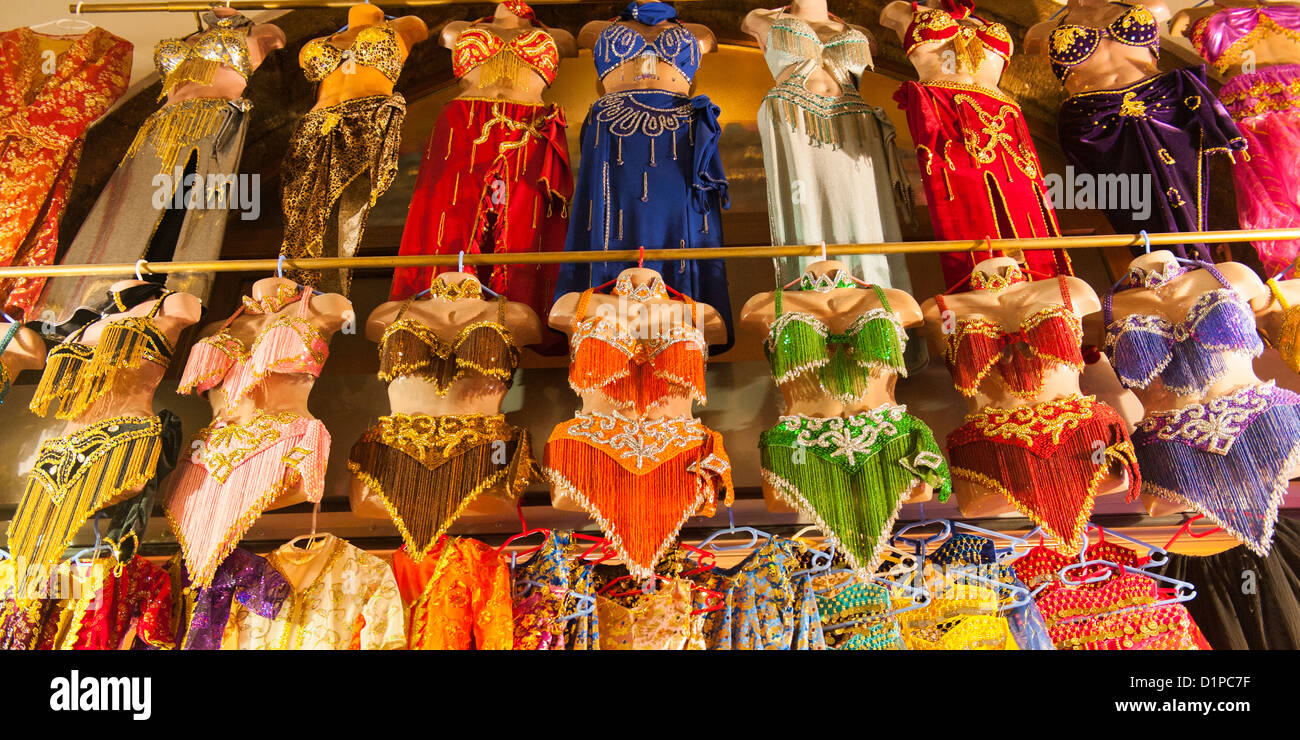 Traditional Turkish belly dancer's costumes at a store in Grand Bazaar, Istanbul, Turkey Stock Photo