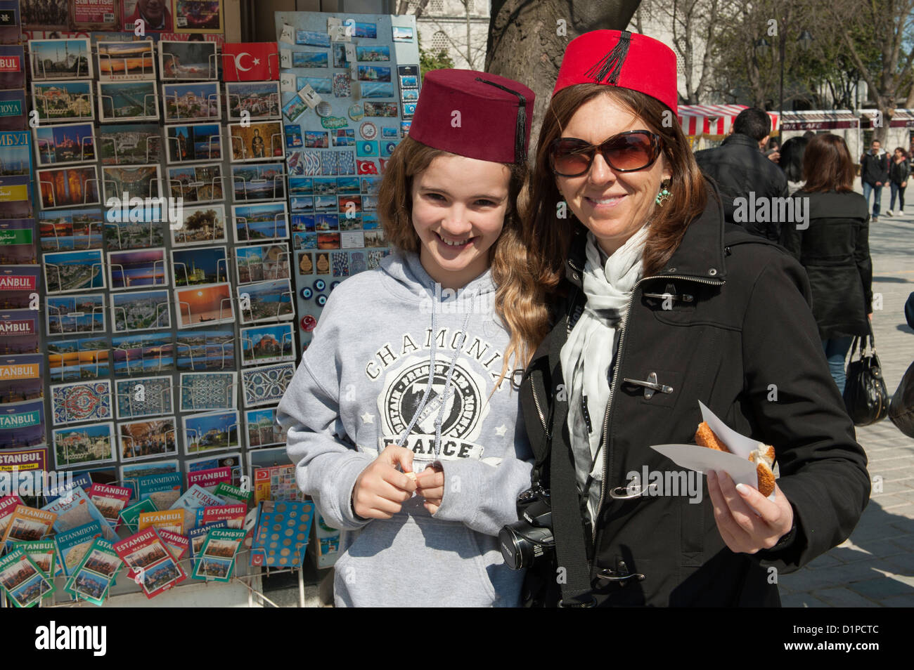 Woman standing with her daughter, Istanbul, Turkey Stock Photo