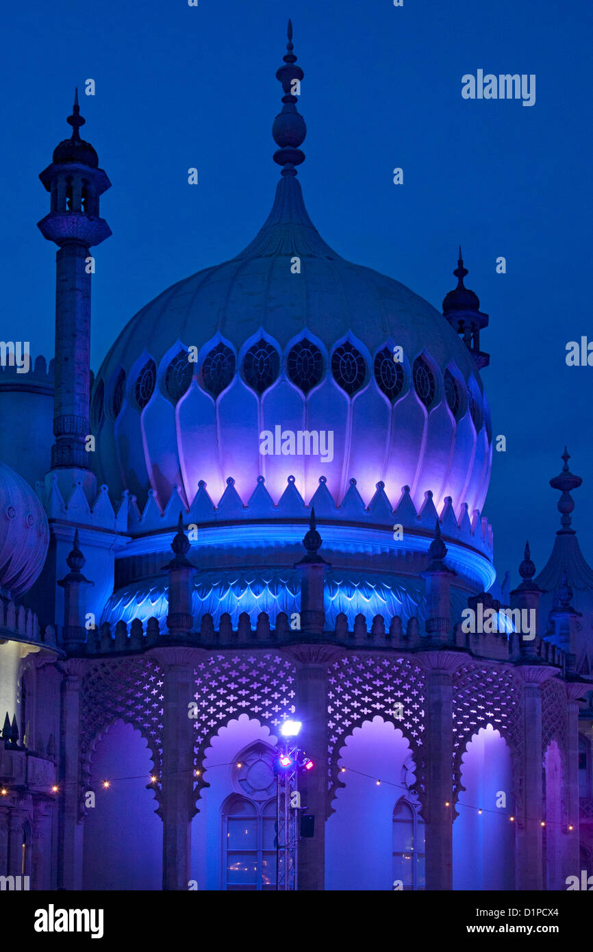 Brighton Royal Pavilion at night, Brighton, East Sussex, England Stock Photo