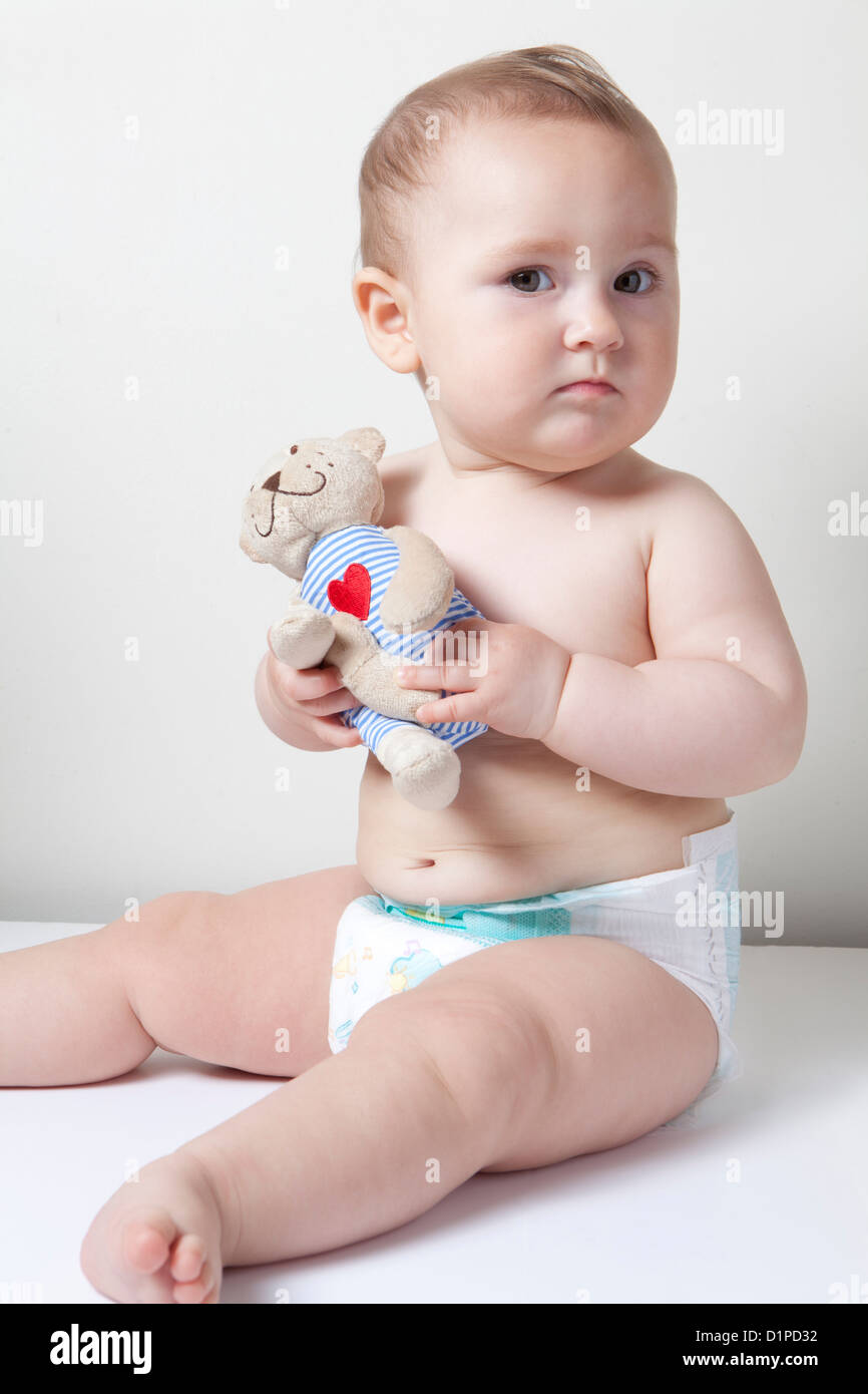 baby girl with teddy bear Stock Photo - Alamy