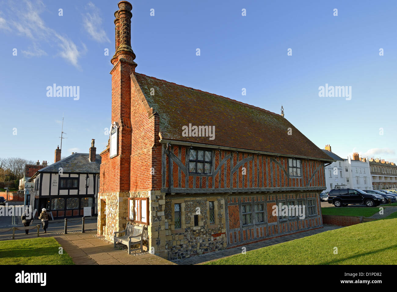 Aldeburgh Moot Hall,Suffolk,UK - a timber framed town hall dating from the 16th and 17th centuries. Stock Photo