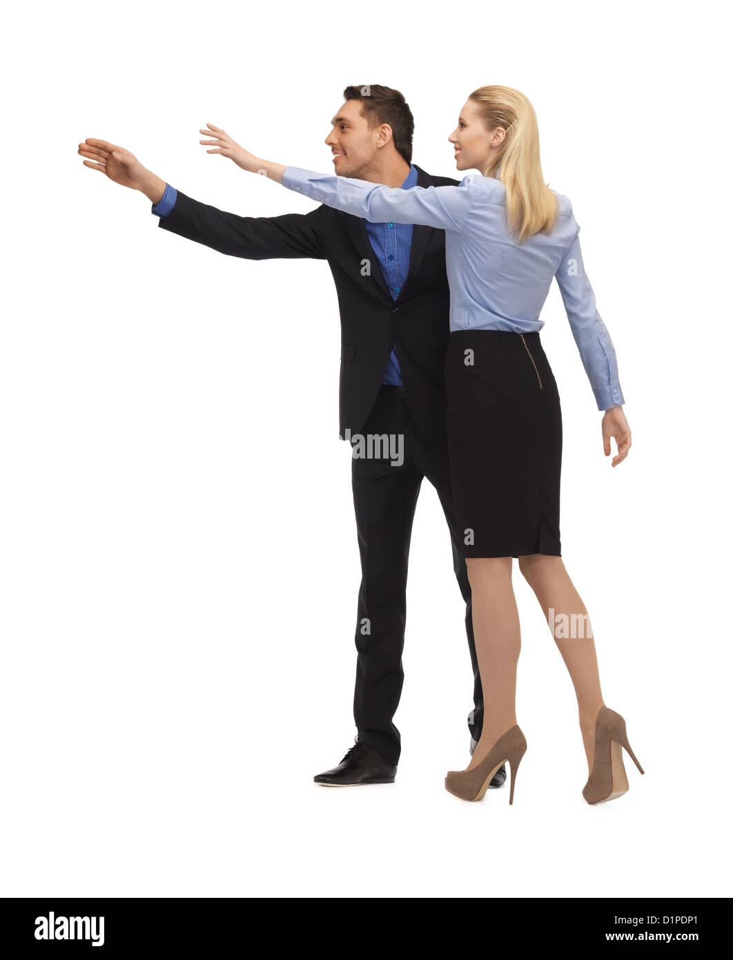 man and woman making a greeting gesture Stock Photo - Alamy