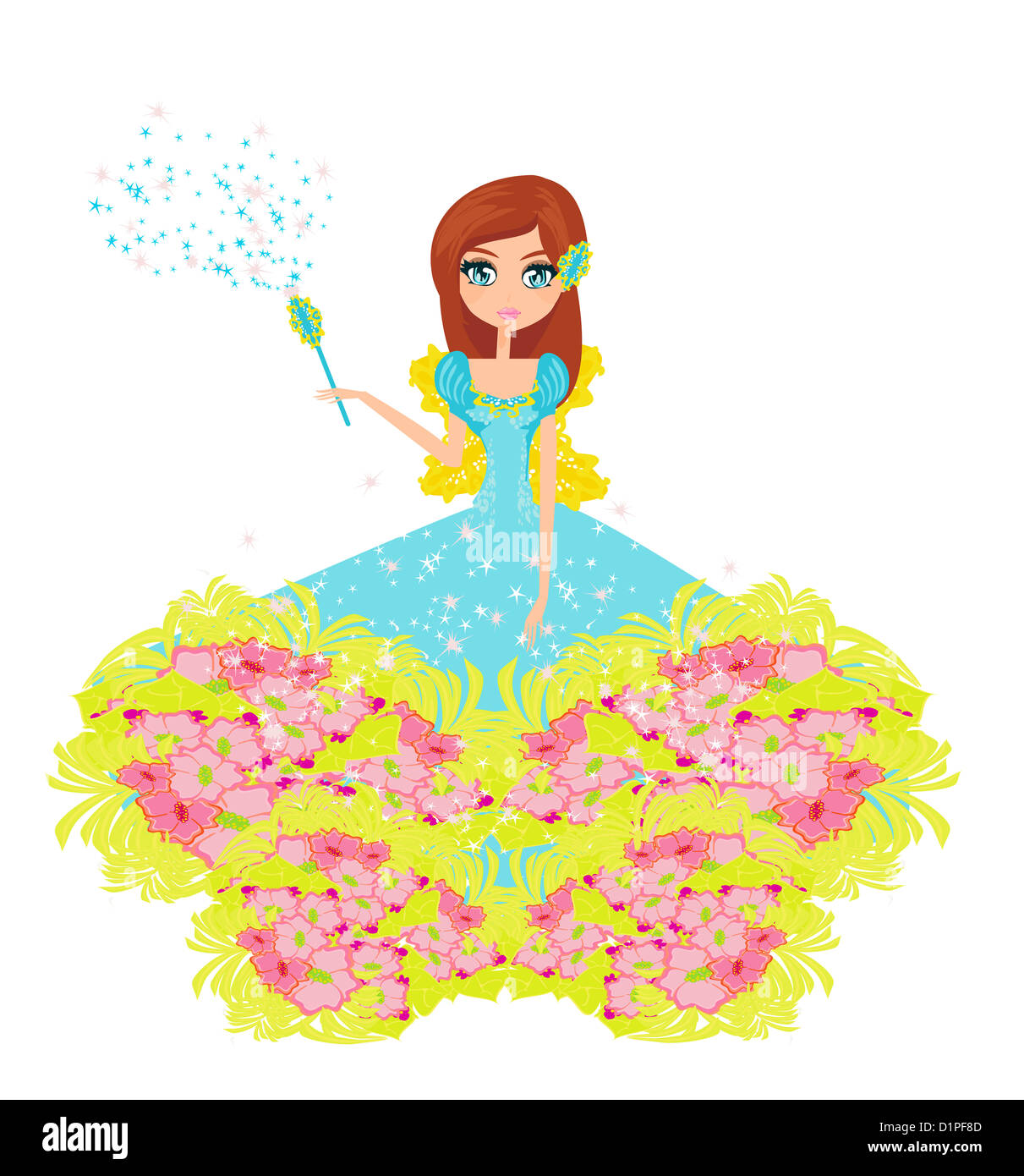 floral background with a beautiful fairy Stock Photo - Alamy