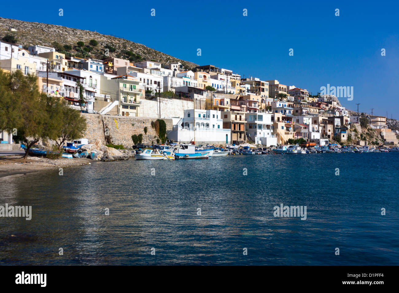 waterfront houses Pothia, Kalymnos, Greece Stock Photo Alamy