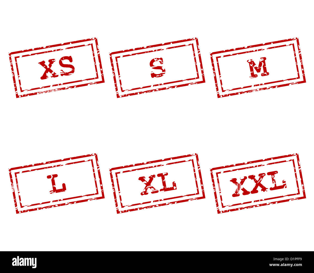 Clothing size stamps Stock Photo Alamy