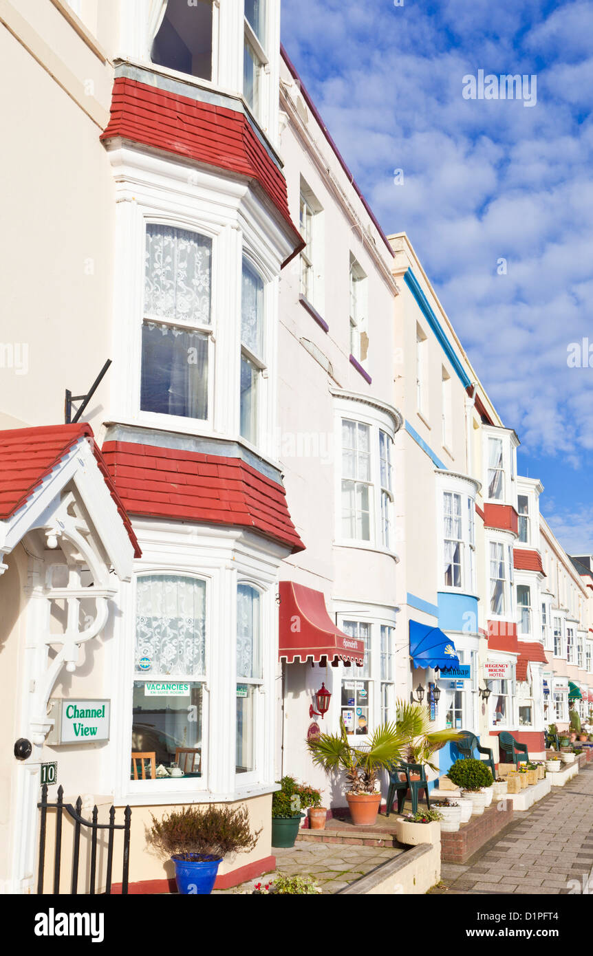 Row of seafront bed and breakfast houses Weymouth Dorset England UK GB
