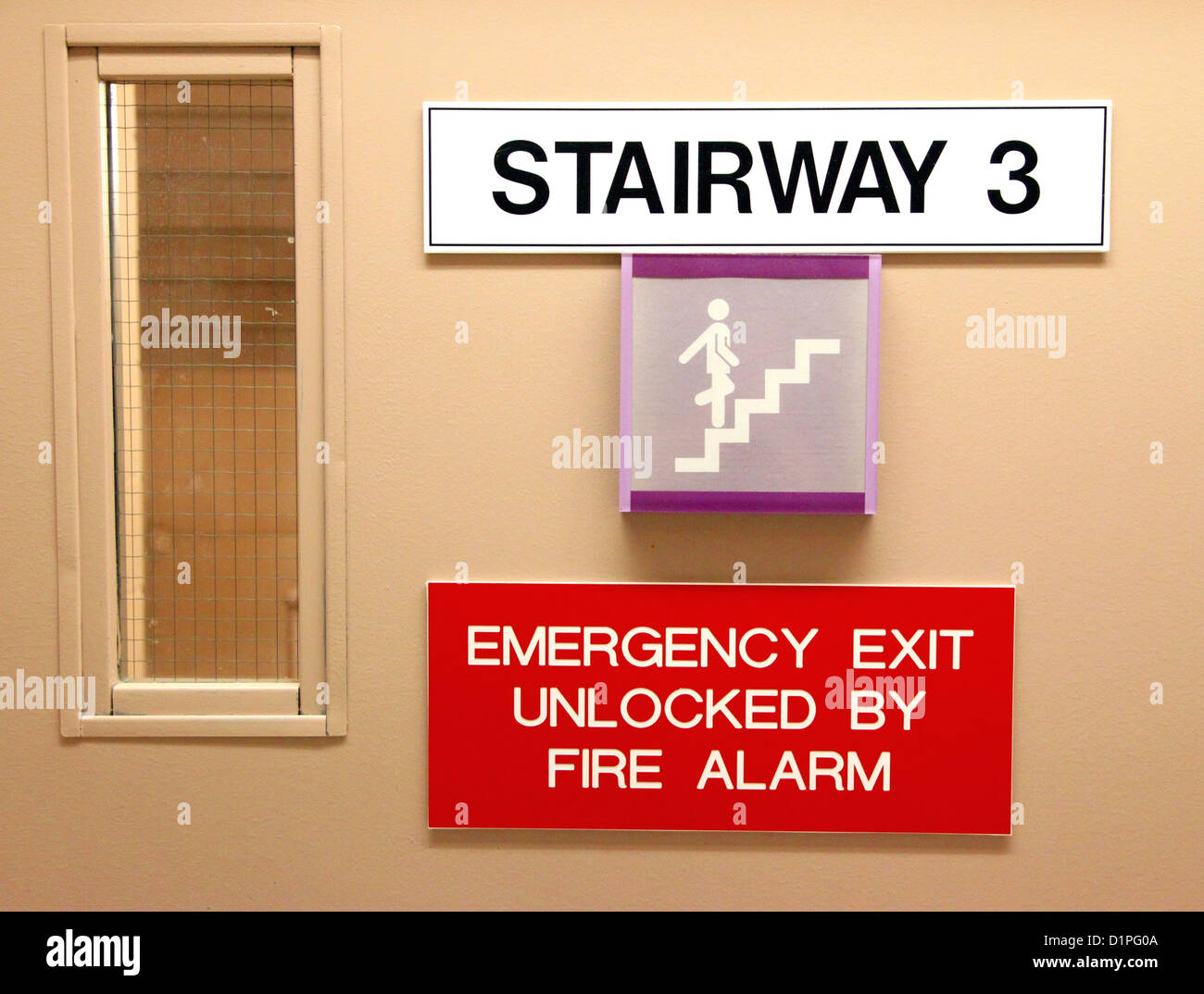 Emergency Exit and Stairway Sign Stock Photo Alamy