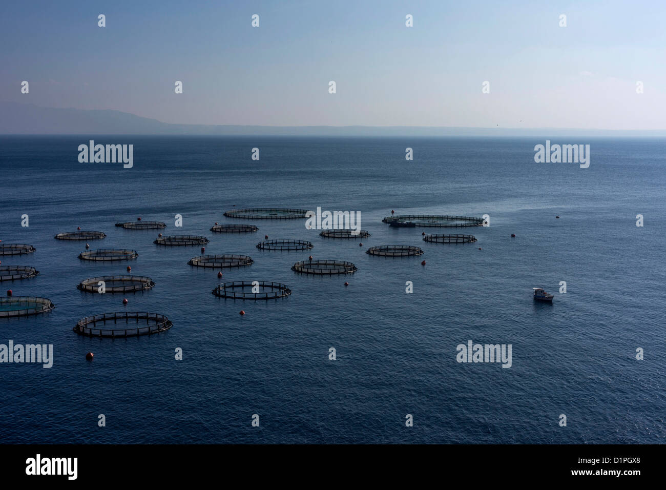 Fish farm, Aegean Sea, Kalymnos, Greece Stock Photo