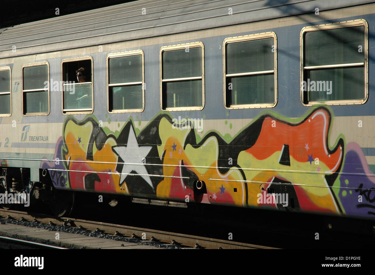 Bologna, Italy, train at the station Stock Photo