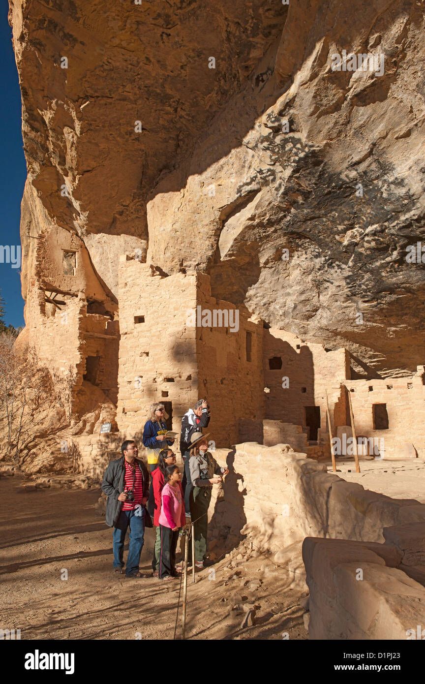 A Park ranger explains the cliff dwellings at the