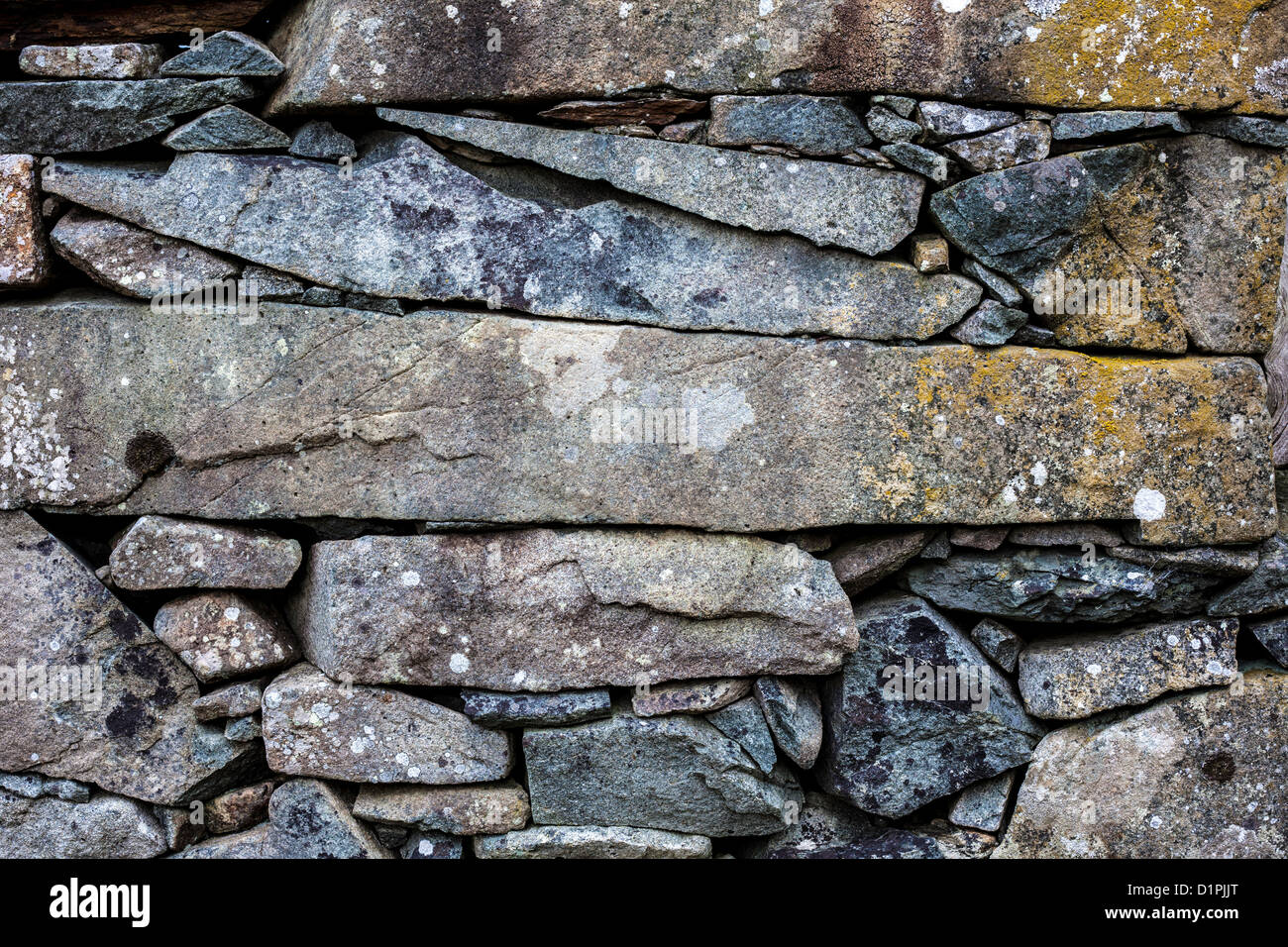 Close up of a drystone wall, Lake District National Park, Cumbria, England, UK Stock Photo