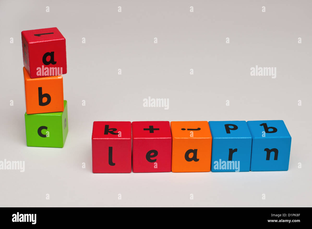 alphabet spelling blocks used to spell the word learn and abc in a ...