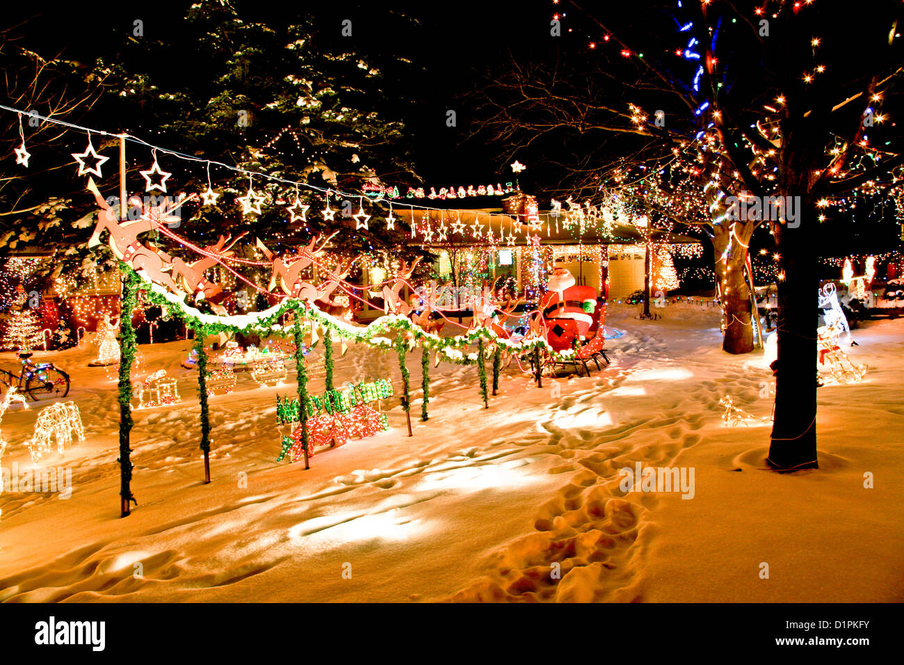 Christmas lights and Illumination on exterior homes in Canada;North
