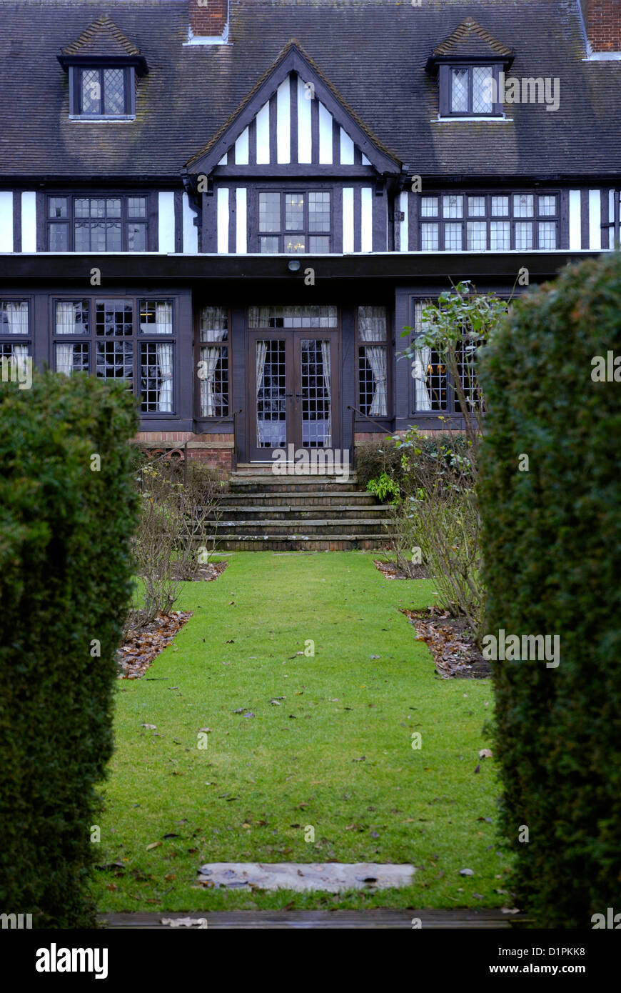 English mansion exterior and gardens Stock Photo