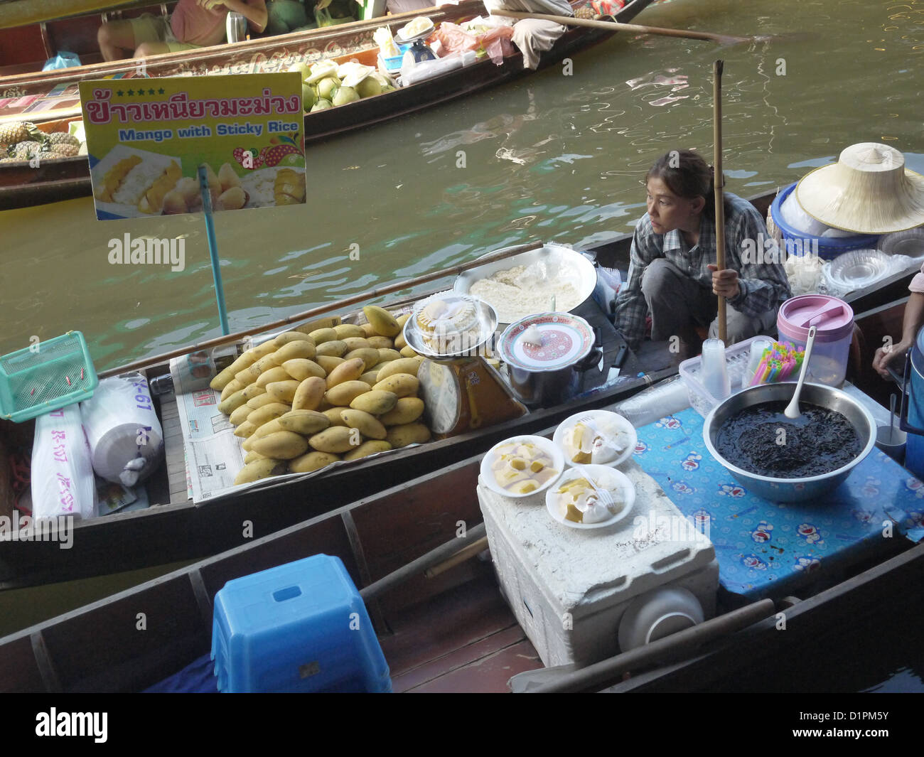 boat selling mango sticky rice Asia Stock Photo - Alamy