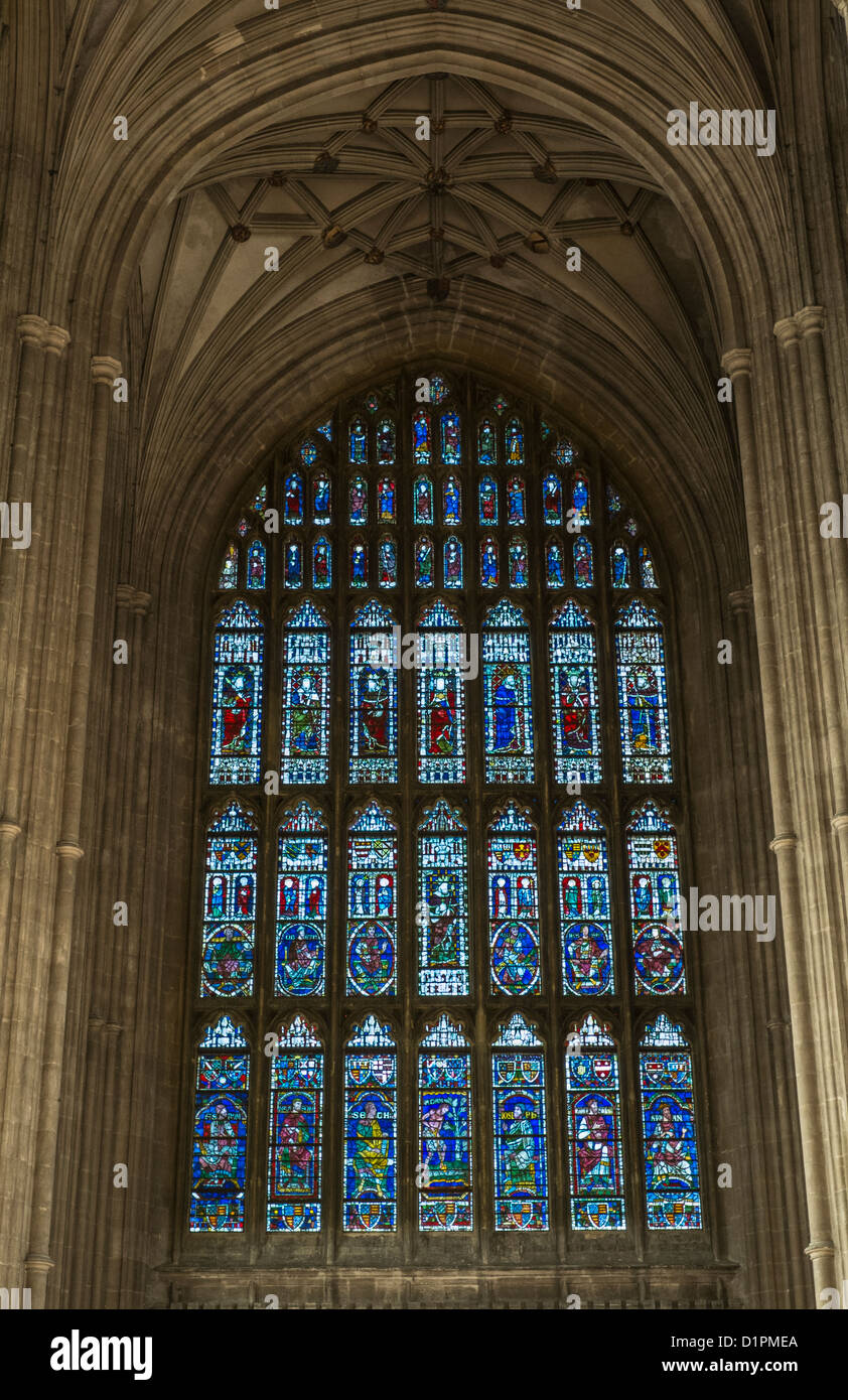 Stained Glass Window, Canterbury Cathedral, Kent, England, UK Stock