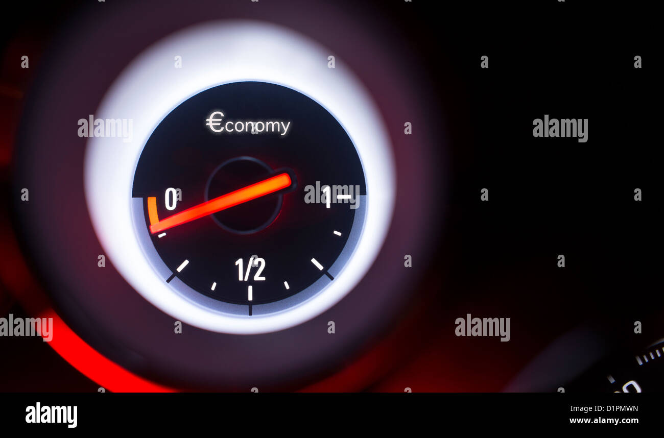 Economy fuel gauge at empty Stock Photo Alamy