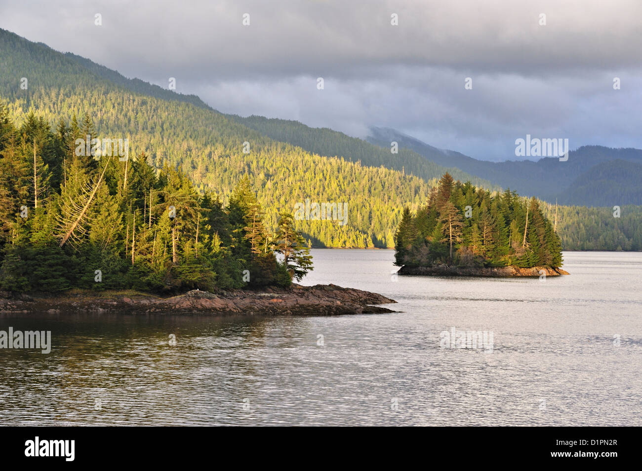 Archipelago of small islands around Prince Rupert, British Columbia, Canada Stock Photo