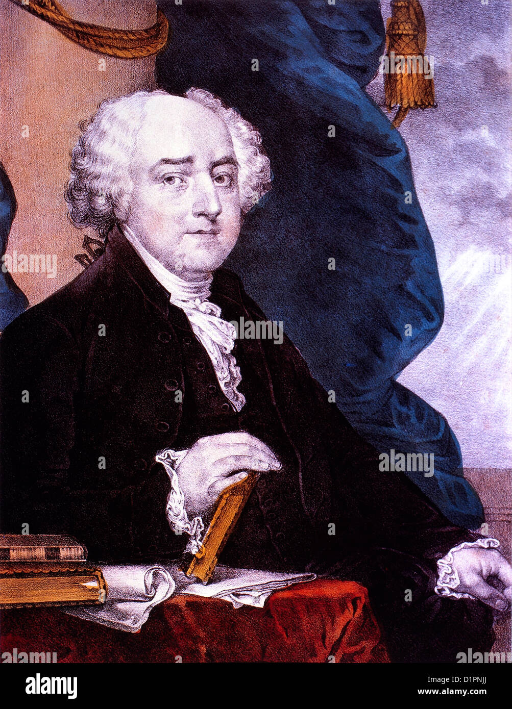John Adams (1735-1826), President of the USA, 1797-1801, Lithograph by Nathaniel Currier based on Painting by Gilbert Stuart Stock Photo