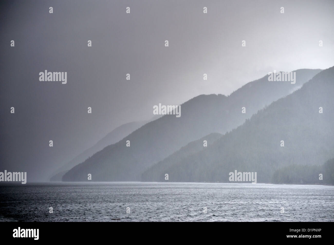View on the Inside Passage ferry journey near Vancouver Island, British Columbia, Canada Stock Photo