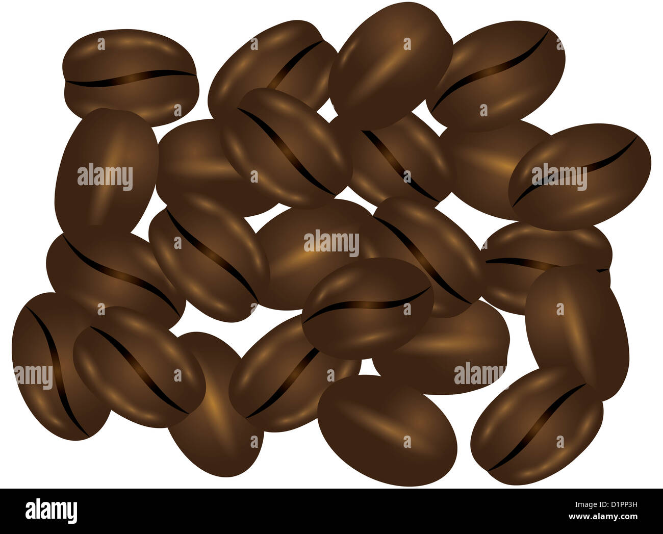 Coffee Beans Isolated on White Background Illustration Stock Photo - Alamy